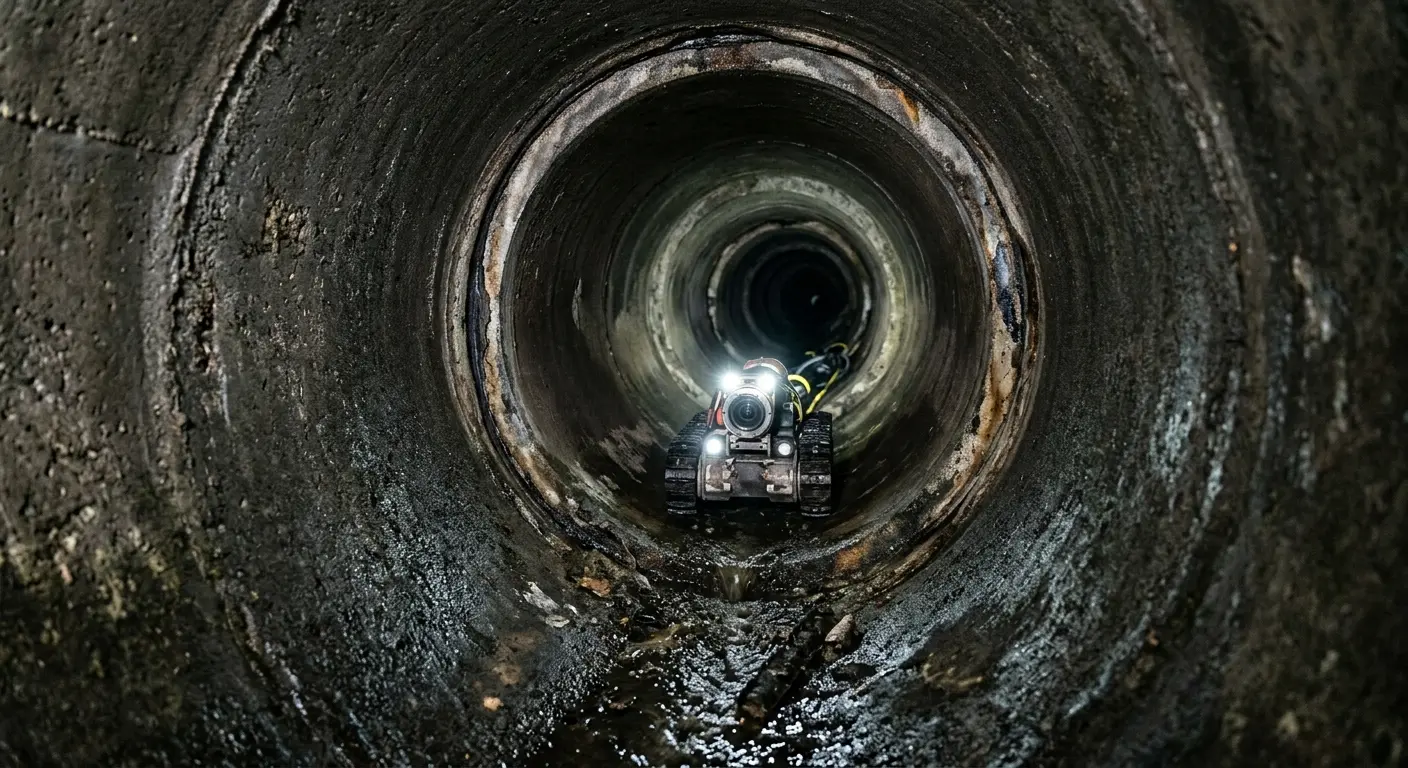 Robotic sewer camera inspecting pipe interior for Drain Snake Service in Carl Junction